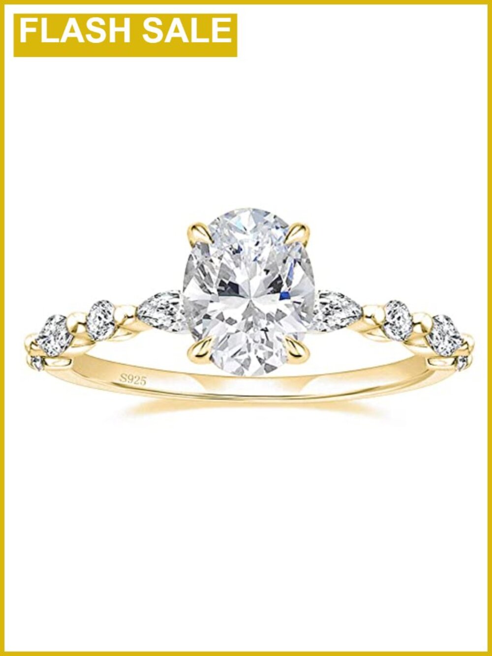 925 Sterling Silver Oval Cut Engagement Ring Cubic Zirconia